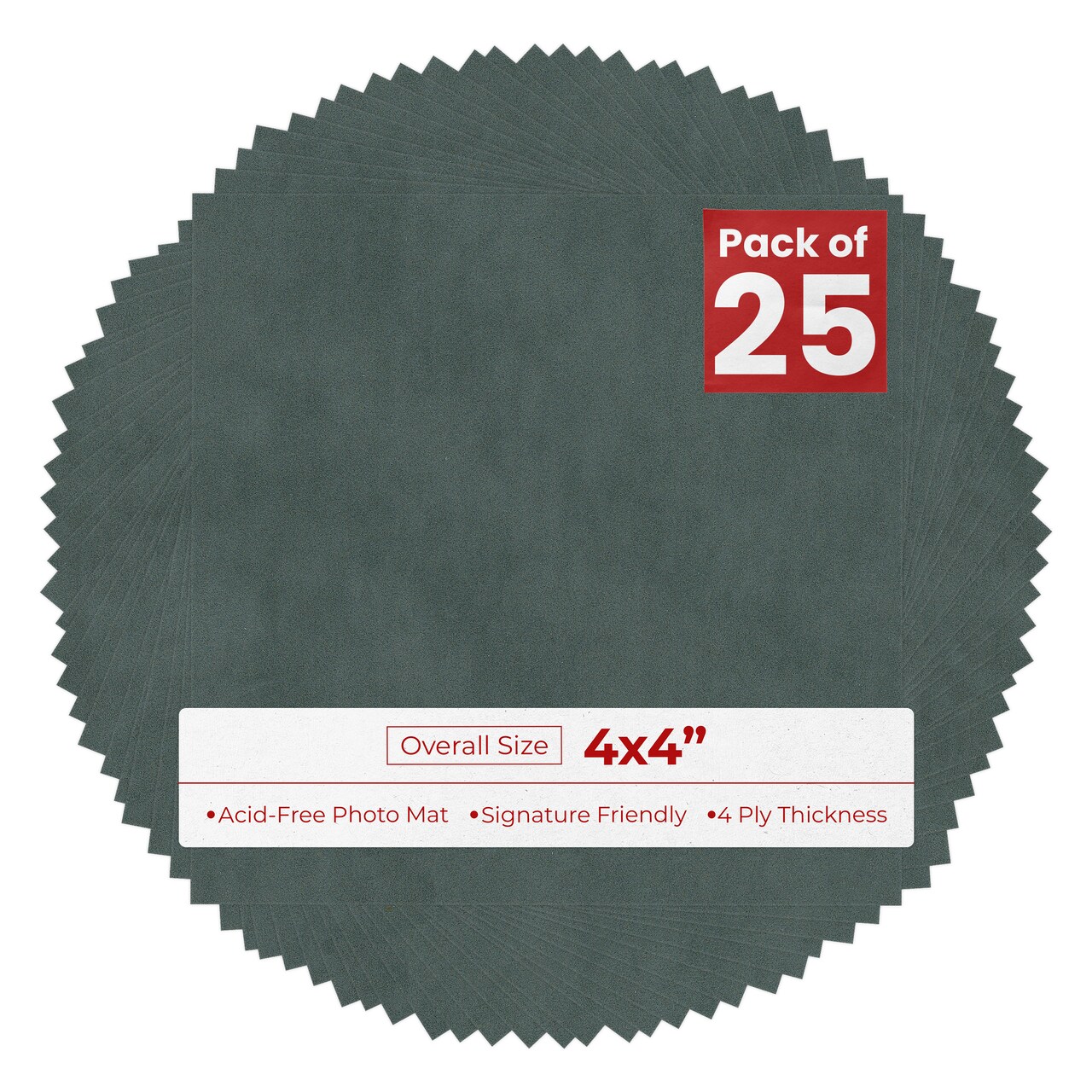 Dark Grey Suede 4x4 Inch Uncut Mat Board - Blank Sheet, No Opening